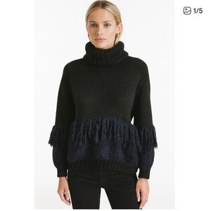 Rodebjer Iroco Fringe Alpaca Sweater Small Black Blue